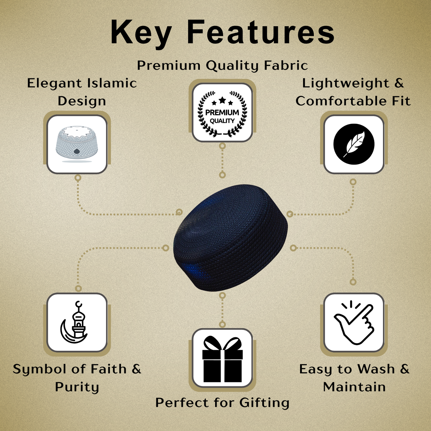 Habban Koofi Cap - Pack Of 3