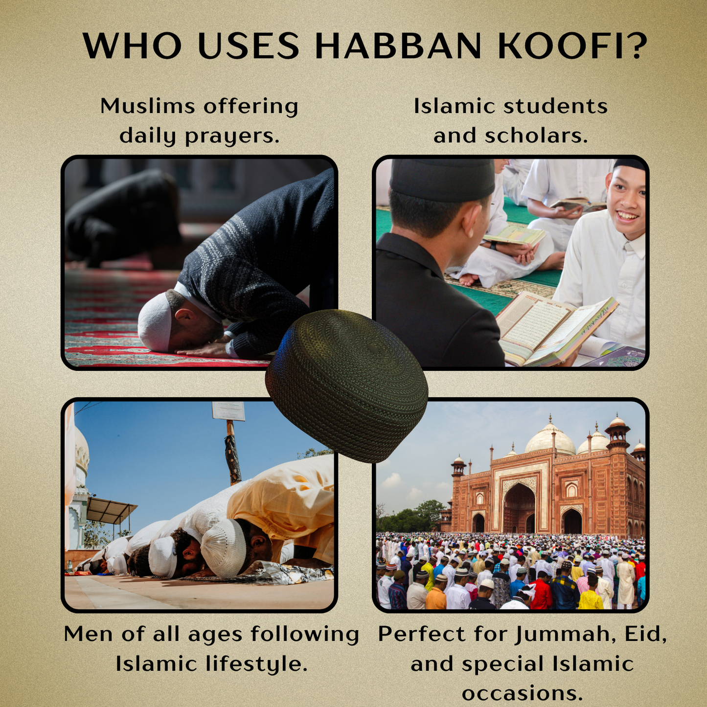 Habban Koofi Cap - Pack Of 3
