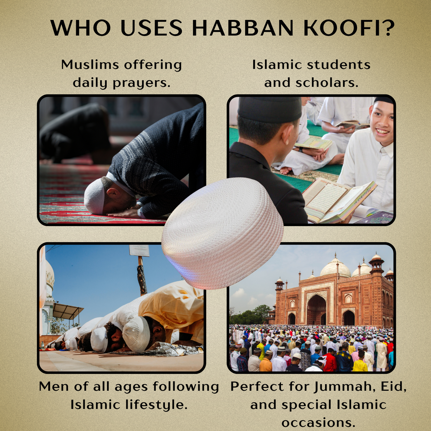 Habban Koofi Cap - Pack Of 3